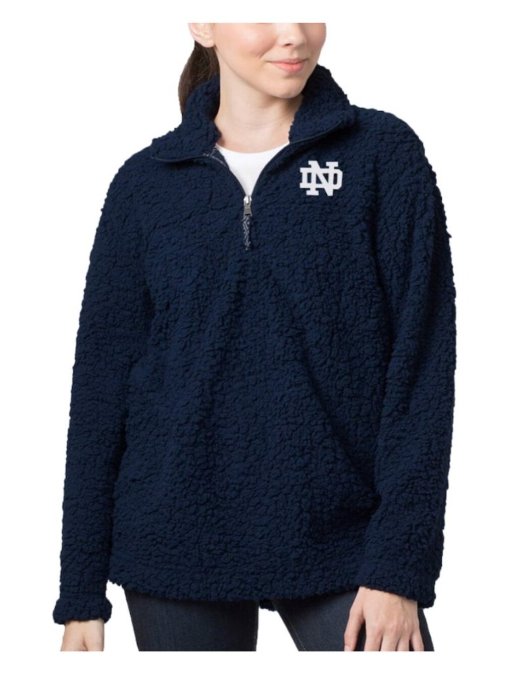 Notre Dame Fighting Irish Navy 1/4 Zip Sherpa Pullover Size S